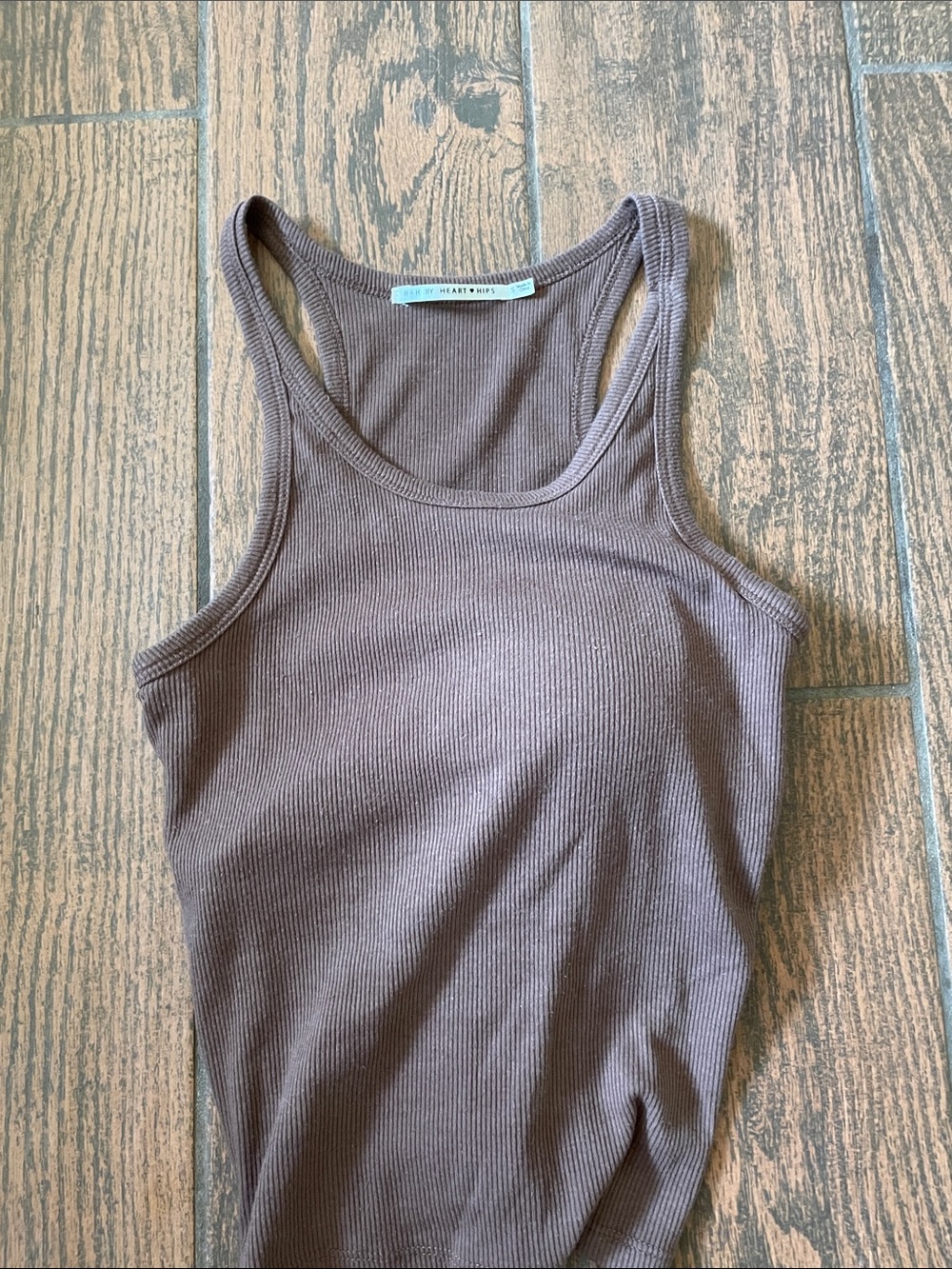 Ribbed Racerback Tank Top - Brown - No Brand